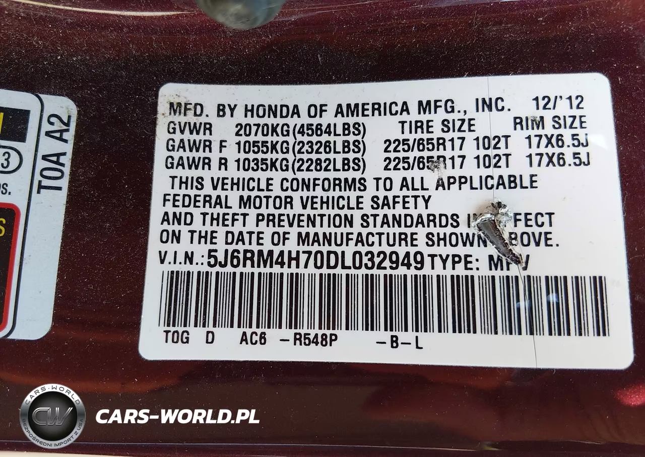 2013 Honda Cr-V Ex-L VIN:5J6RM4H70DL032949 - 9