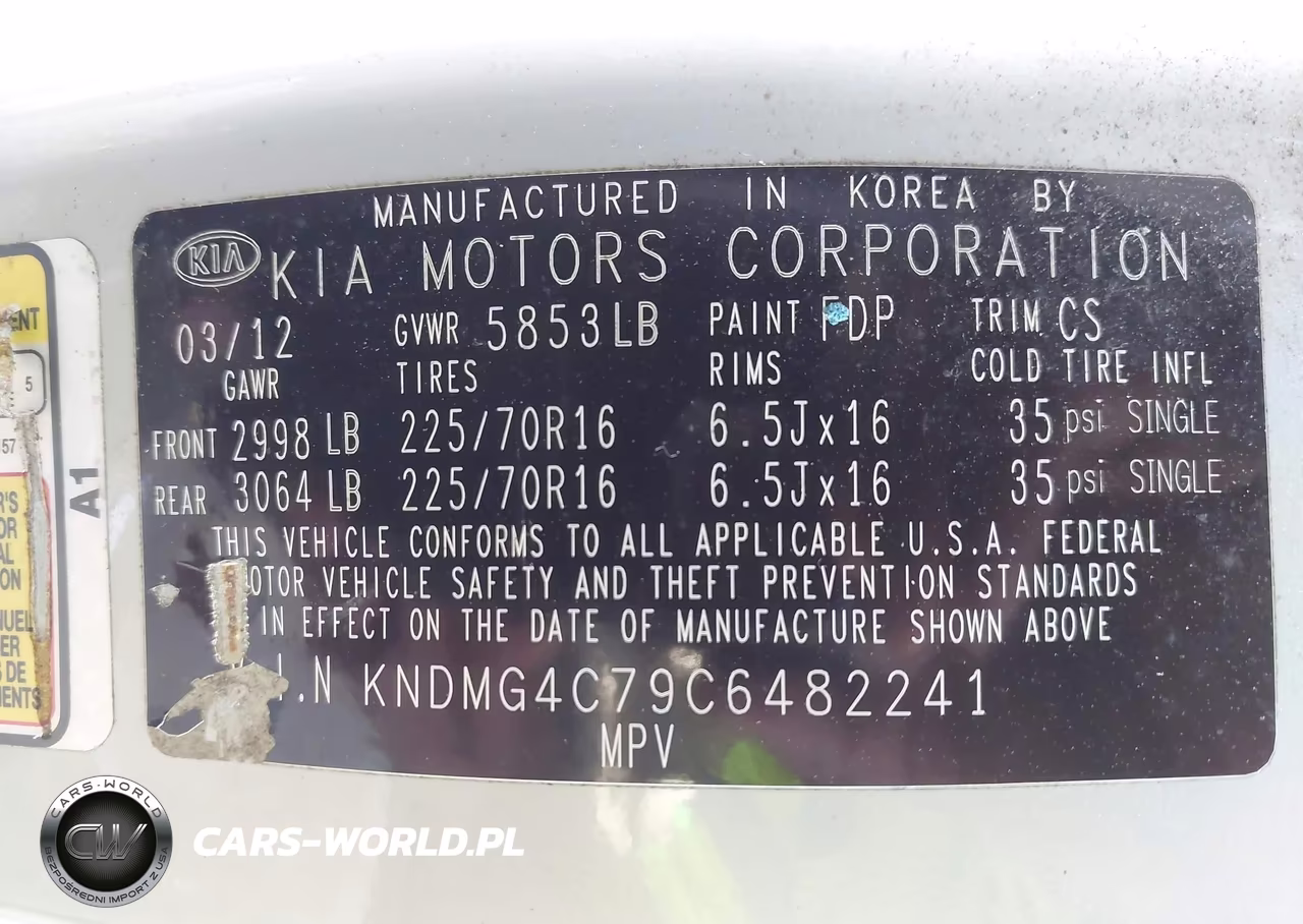 2012 Kia Sedona Lx VIN:KNDMG4C79C6482241 - 9