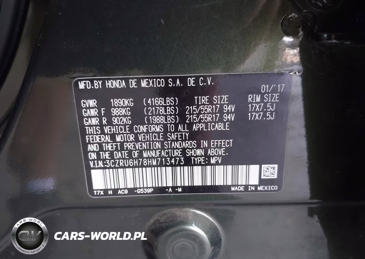 2017 Honda Hr-V Ex-L VIN:3CZRU6H78HM713473 - 9