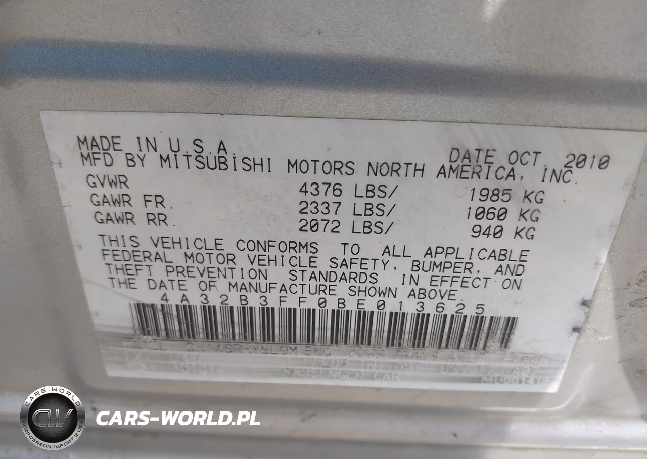 2011 Mitsubishi Galant Es-Se VIN:4A32B3FF0BE013625 - 9