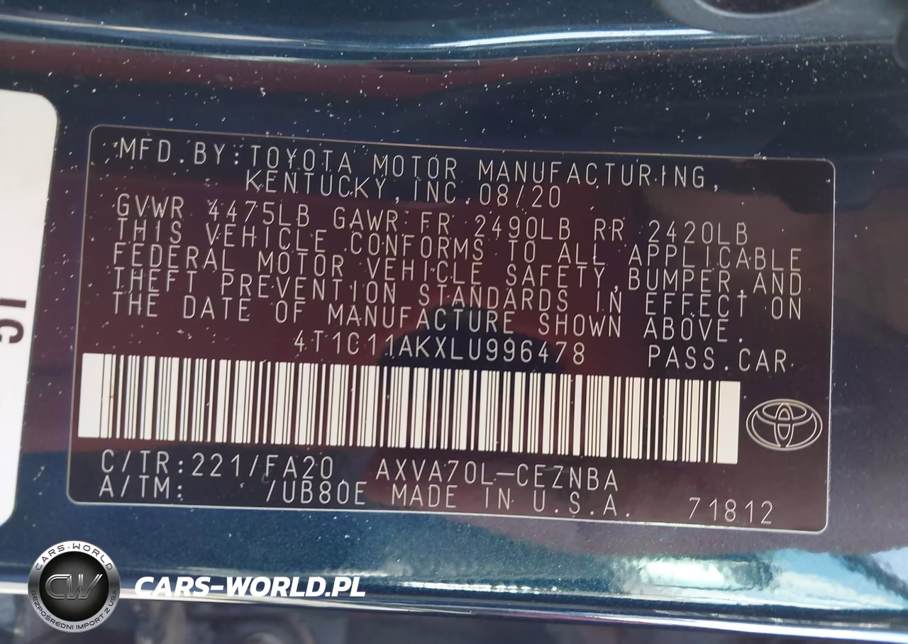 2020 Toyota Camry Le VIN:4T1C11AKXLU996478 - 9