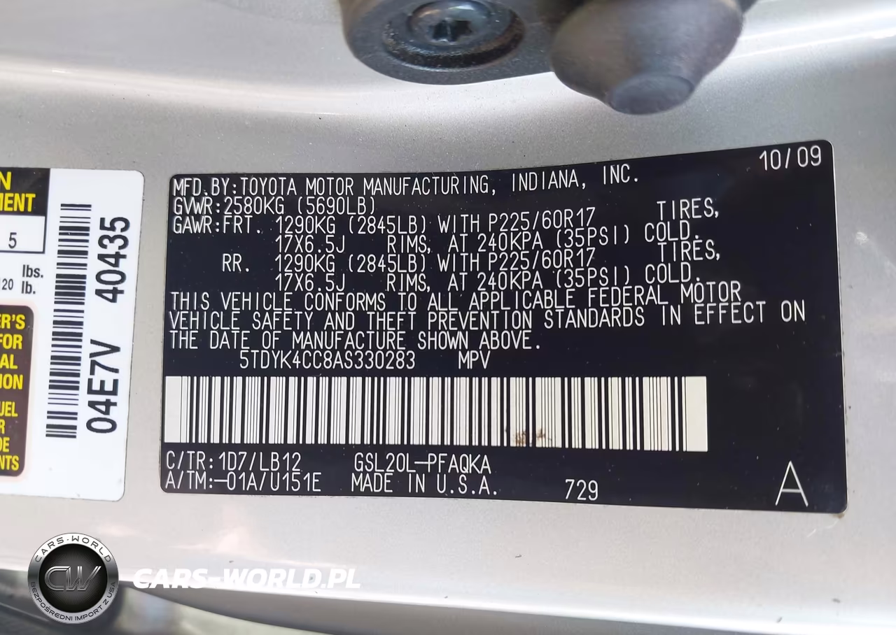 2010 Toyota Sienna Limited VIN:5TDYK4CC8AS330283 - 9