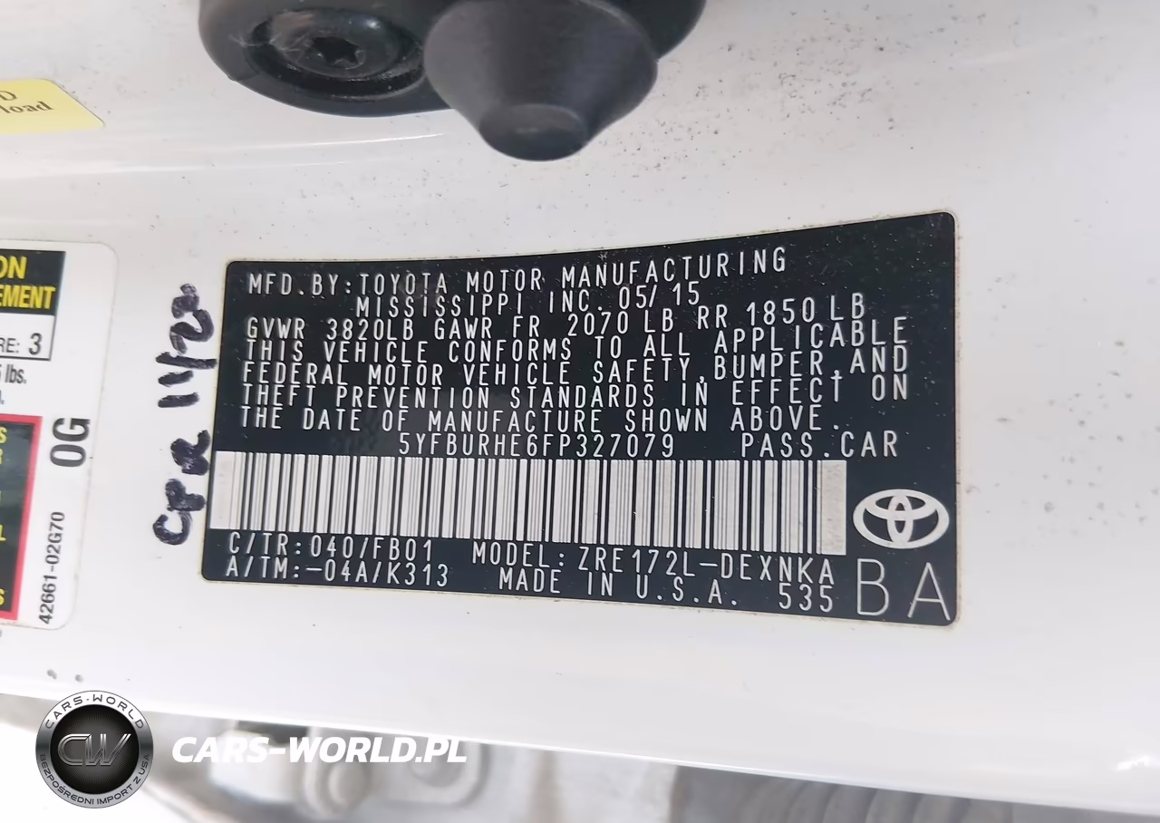 2015 Toyota Corolla Le VIN:5YFBURHE6FP327079 - 9