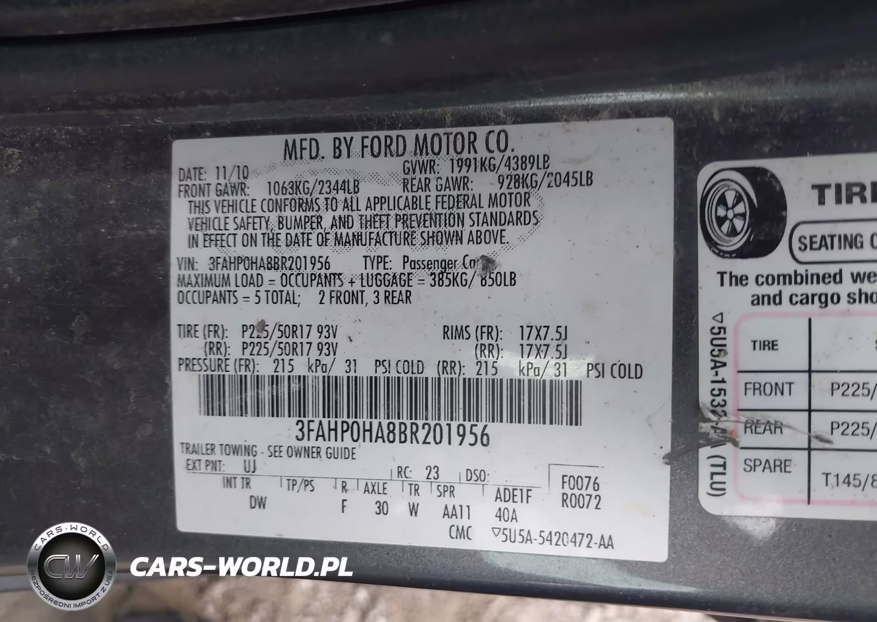 2011 Ford Fusion Se VIN:3FAHP0HA8BR201956 - 9