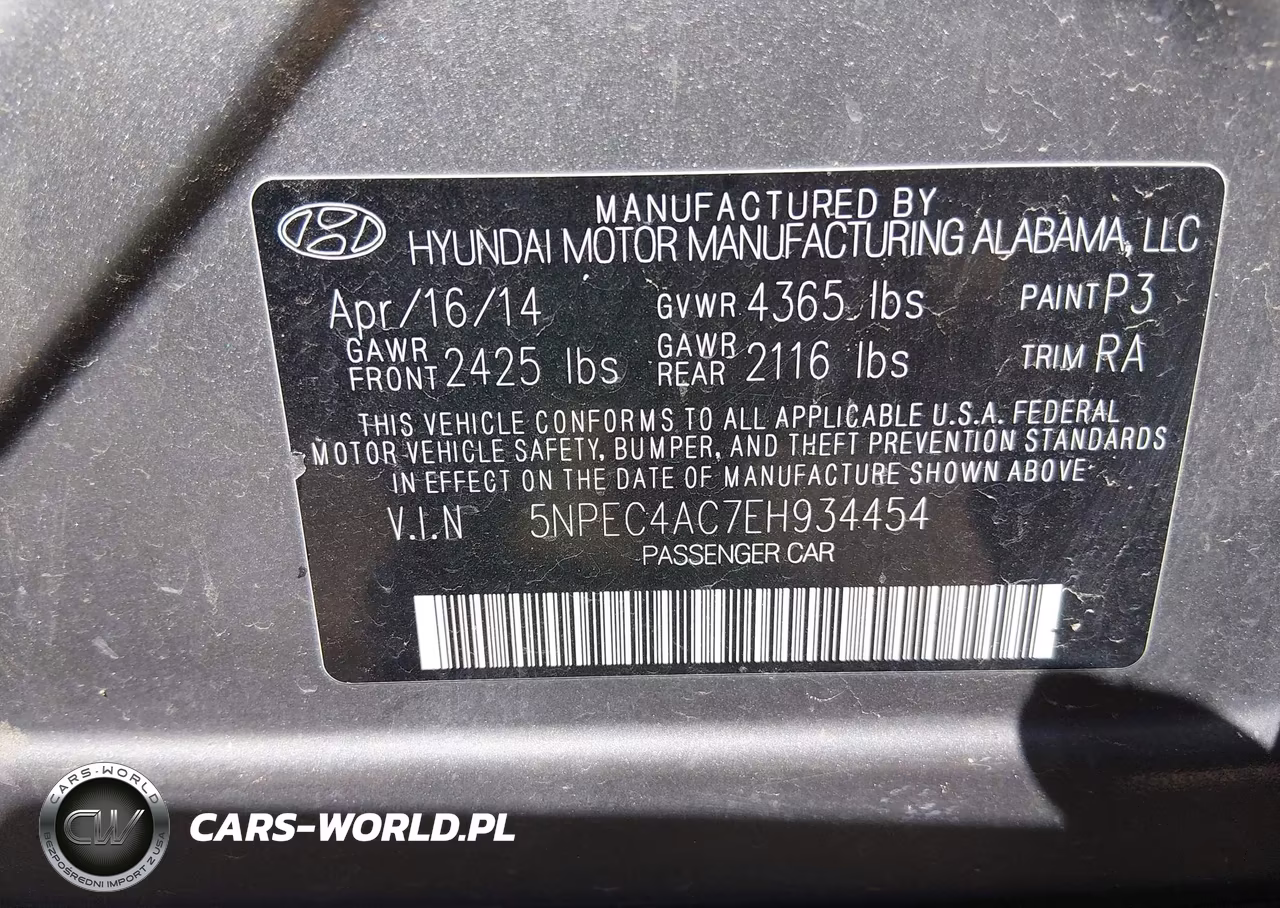 2014 Hyundai Sonata Se VIN:5NPEC4AC7EH934454 - 9