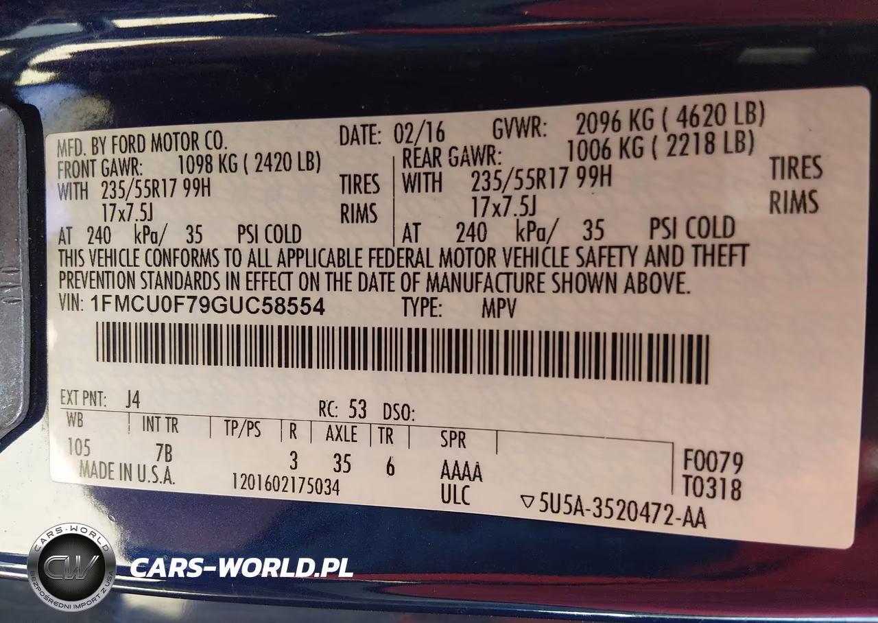2016 Ford Escape S VIN:1FMCU0F79GUC58554 - 8