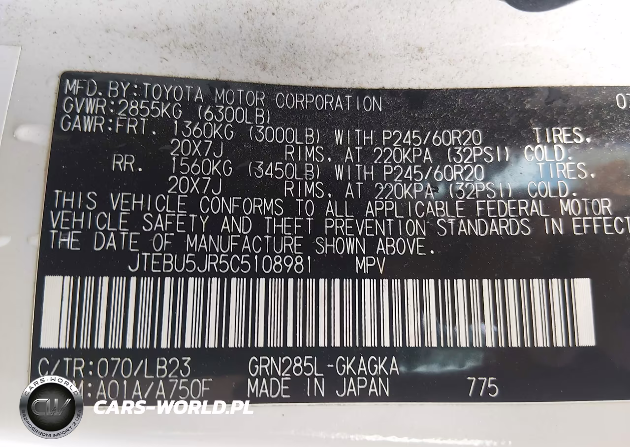 2012 Toyota 4Runner Limited VIN:JTEBU5JR5C5108981 - 9