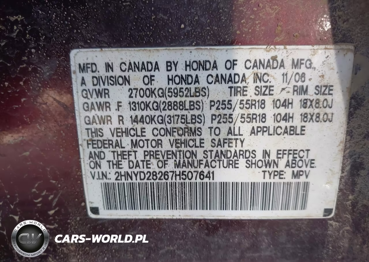 2007 Acura Mdx VIN:2HNYD28267H507641 - 9