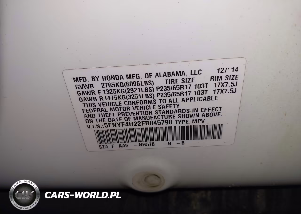 2015 Honda Pilot Lx VIN:5FNYF4H22FB045790 - 9