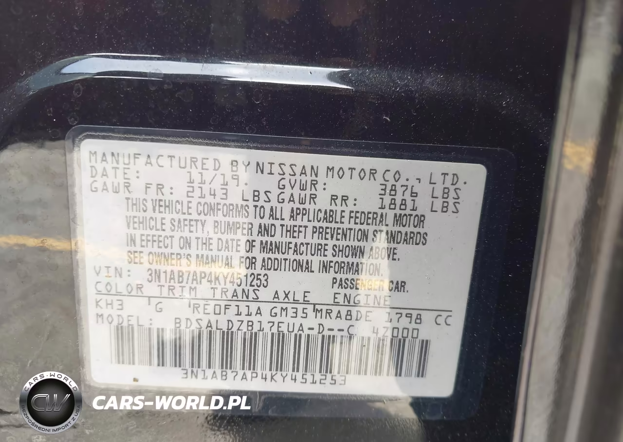 2019 Nissan Sentra Sv VIN:3N1AB7AP4KY451253 - 9