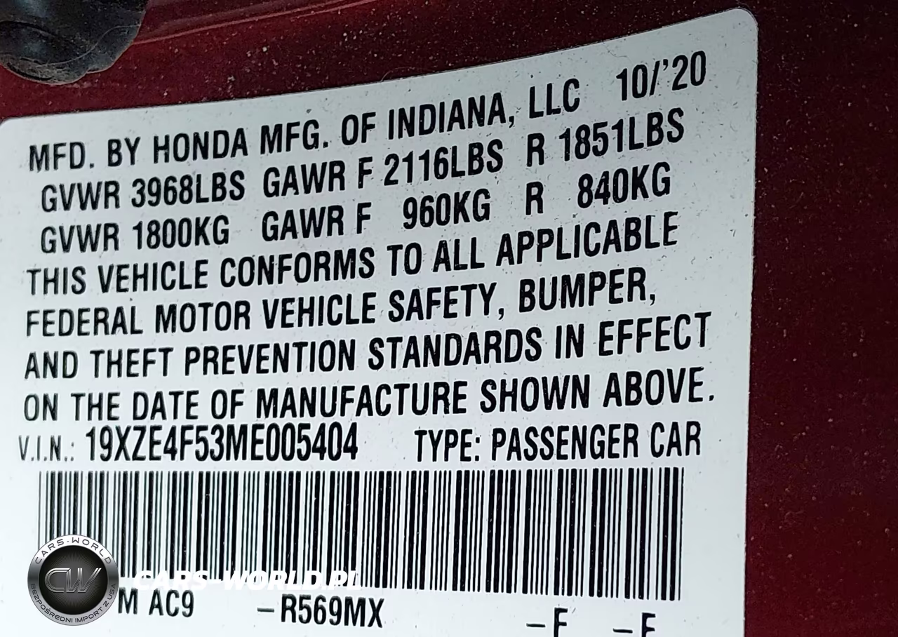 2021 Honda Insight Ex VIN:19XZE4F53ME005404 - 9