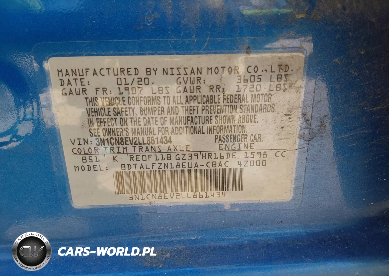 2020 Nissan Versa Sv Xtronic Cvt VIN:3N1CN8EV2LL861434 - 9