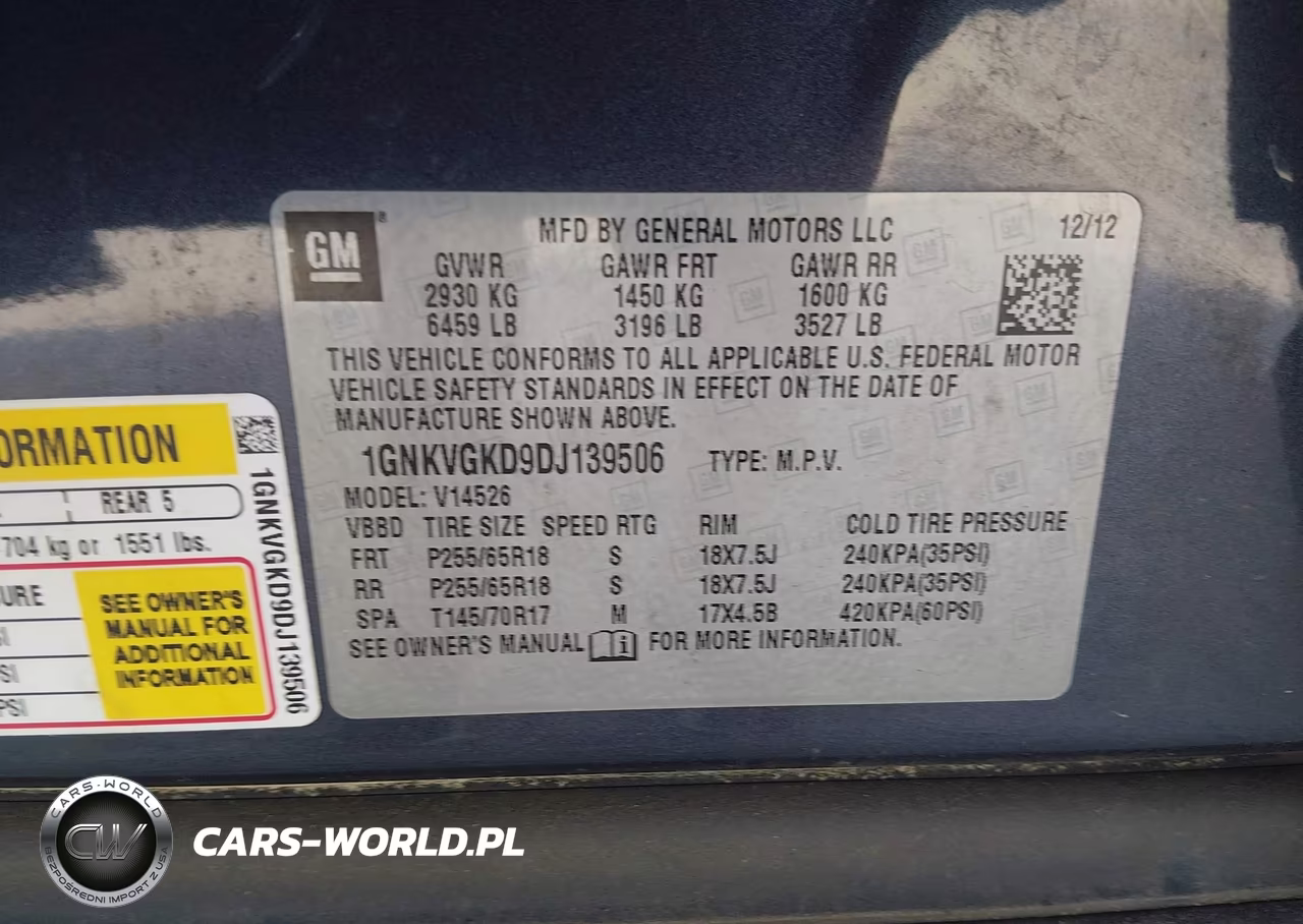 2013 Chevrolet Traverse Lt VIN:1GNKVGKD9DJ139506 - 9