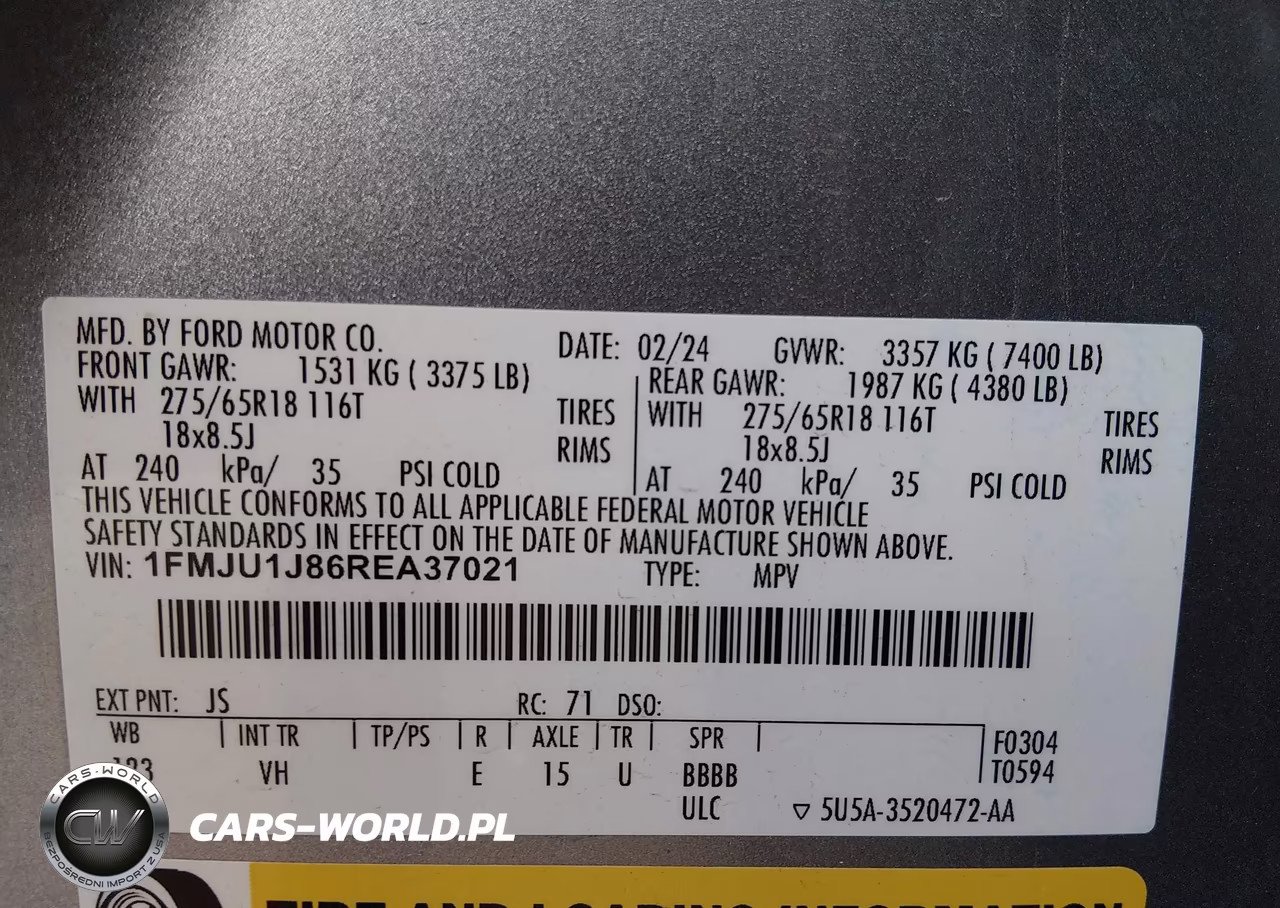 2024 Ford Expedition Xlt VIN:1FMJU1J86REA37021 - 9