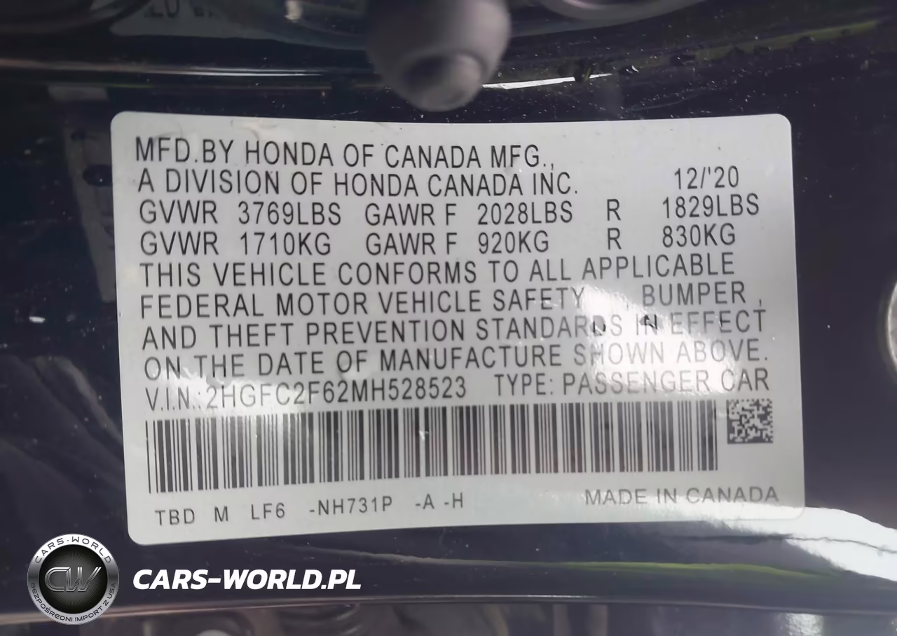 2021 Honda Civic Lx VIN:2HGFC2F62MH528523 - 9