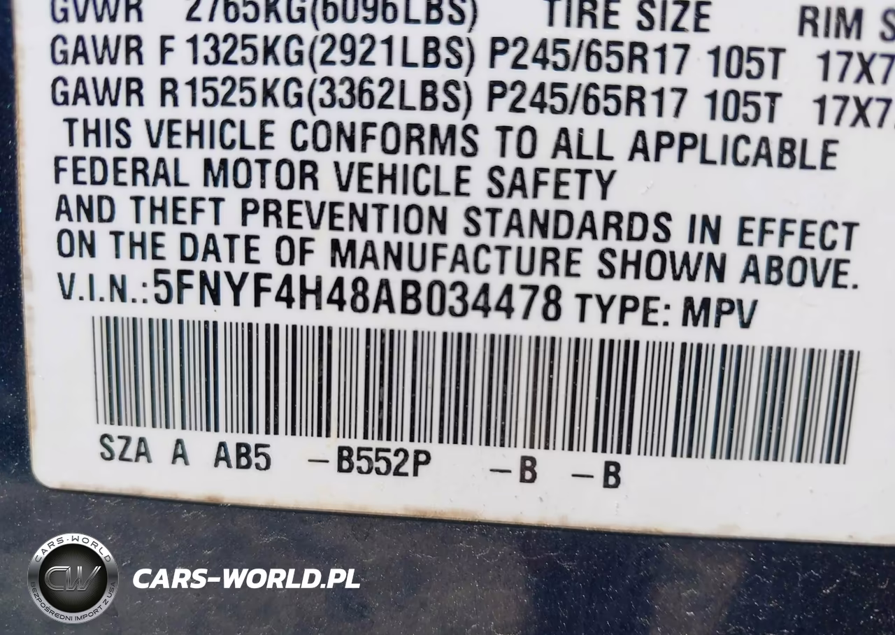2010 Honda Pilot Ex VIN:5FNYF4H48AB034478 - 9