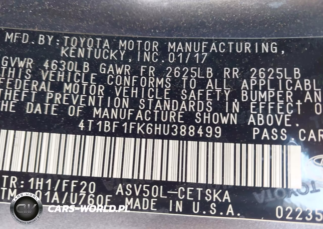 2017 Toyota Camry Se VIN:4T1BF1FK6HU388499 - 9