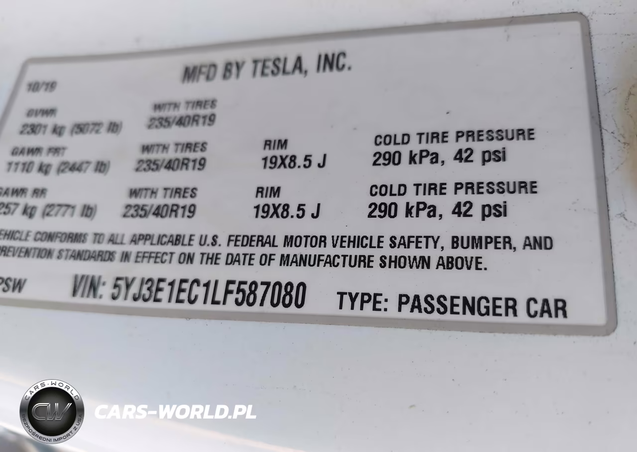 2020 Tesla Model 3 Performance Dual Motor All-Wheel Drive VIN:5YJ3E1EC1LF587080 - 9
