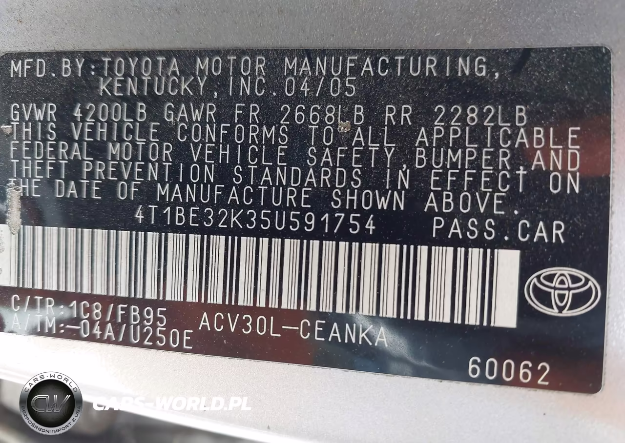 2005 Toyota Camry Le VIN:4T1BE32K35U591754 - 9