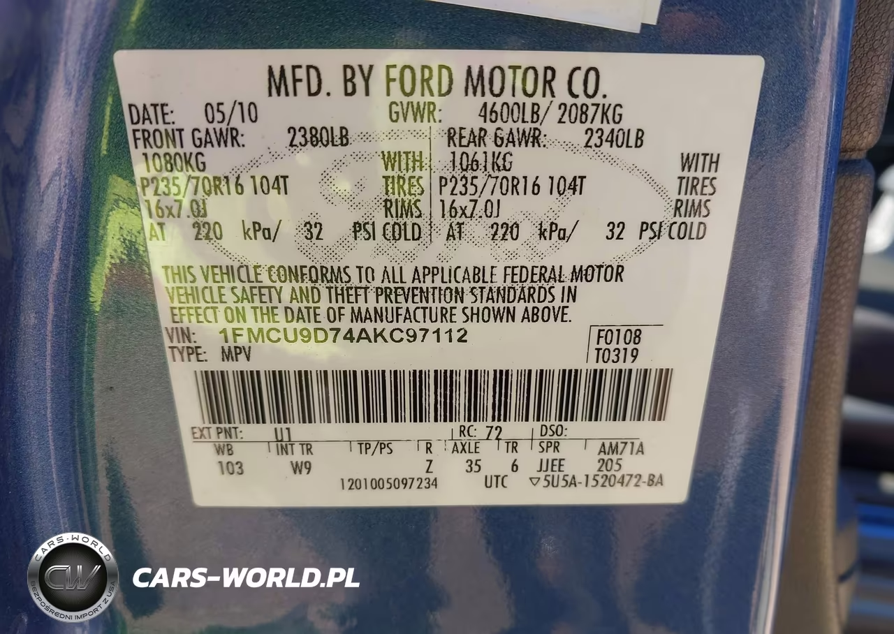 2010 Ford Escape Xlt VIN:1FMCU9D74AKC97112 - 9