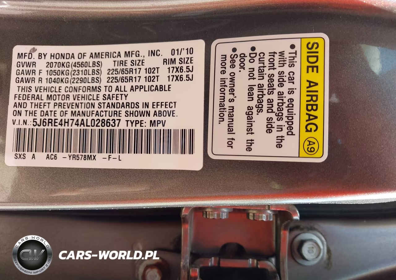 2010 Honda Cr-V Ex-L VIN:5J6RE4H74AL028637 - 9
