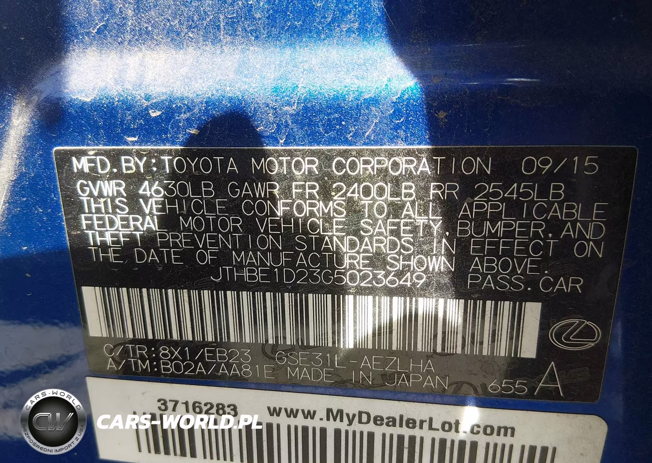 2016 Lexus Is 350 VIN:JTHBE1D23G5023649 - 9