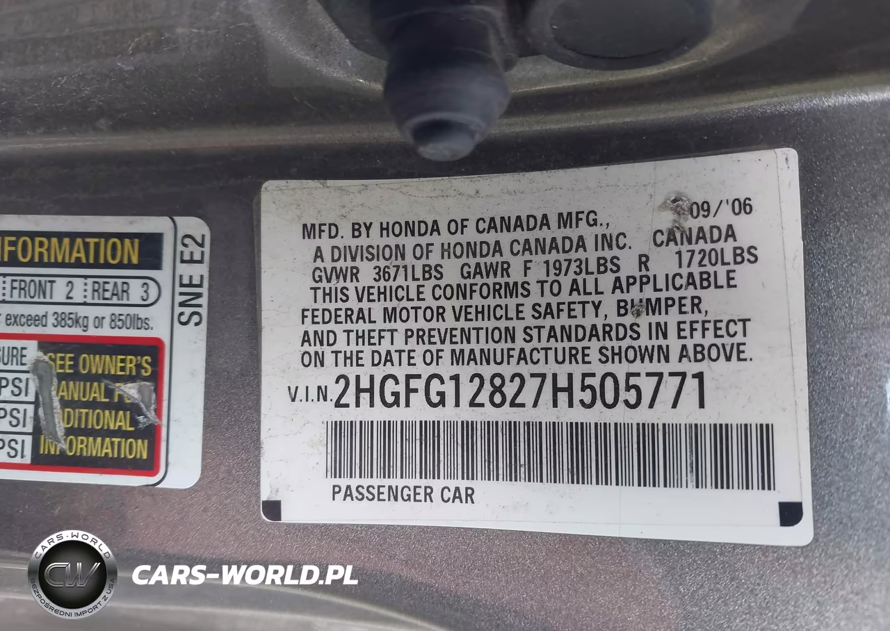 2007 Honda Civic Ex VIN:2HGFG12827H505771 - 9