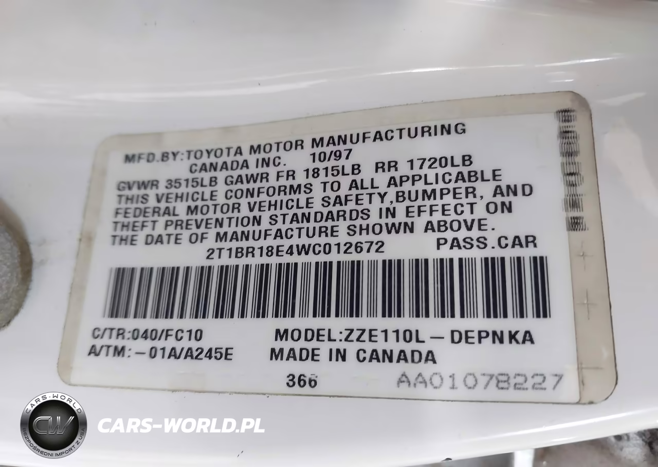 1998 Toyota Corolla Le VIN:2T1BR18E4WC012672 - 9