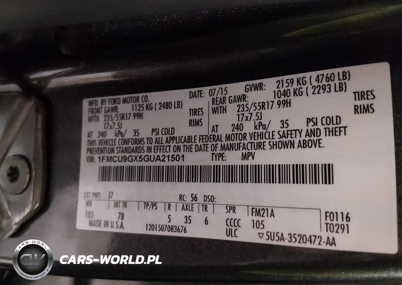 2016 Ford Escape Se VIN:1FMCU9GX5GUA21501 - 9