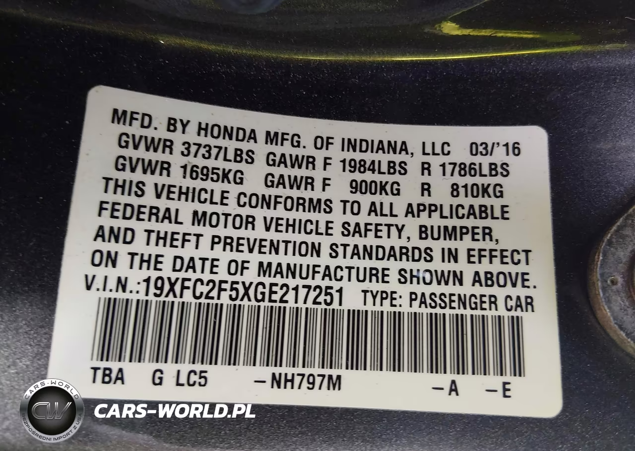 2016 Honda Civic Lx VIN:19XFC2F5XGE217251 - 9
