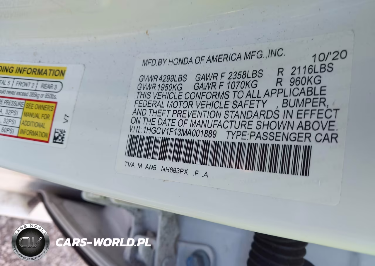 2021 Honda Accord Lx VIN:1HGCV1F13MA001889 - 9
