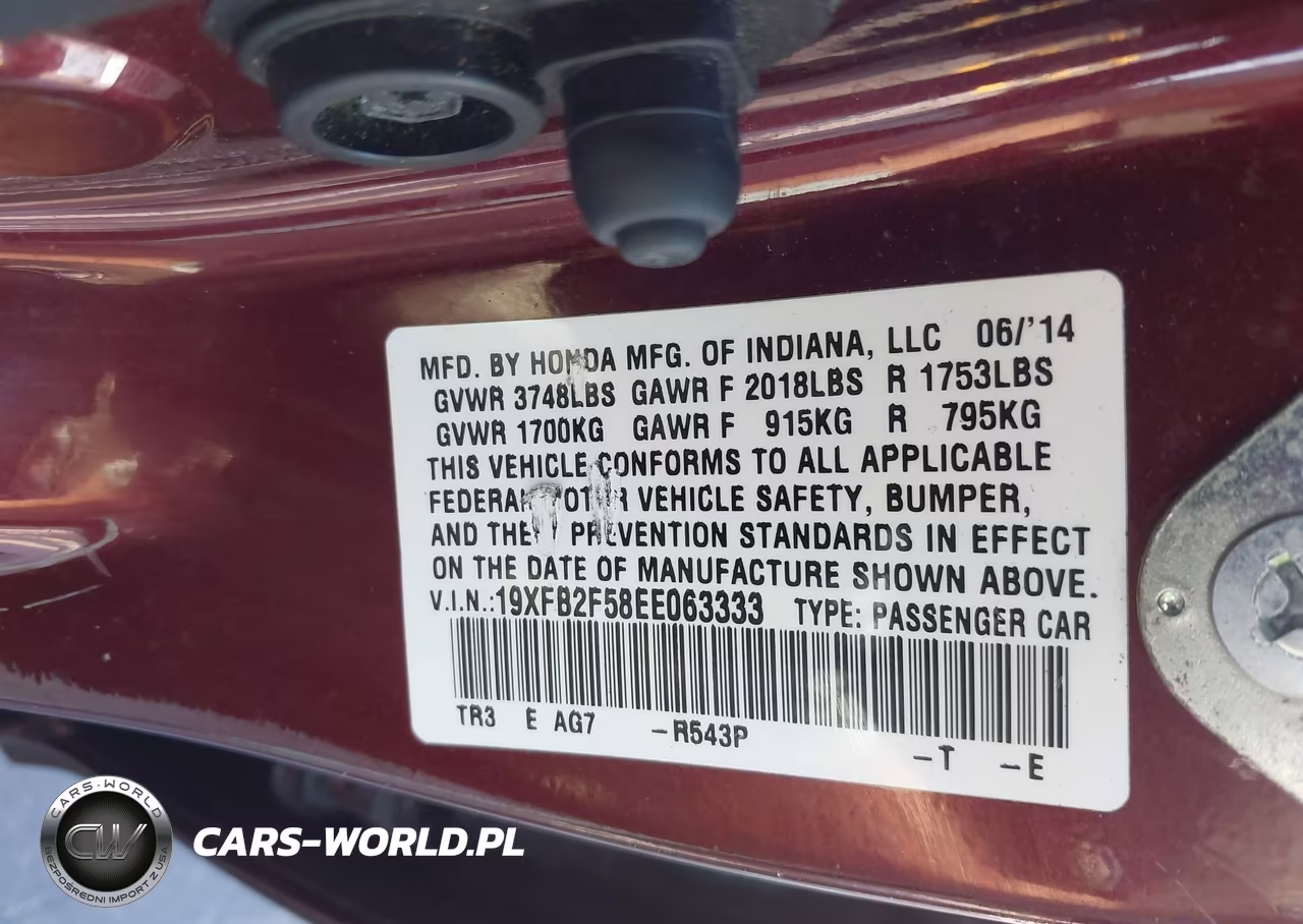 2014 Honda Civic Lx VIN:19XFB2F58EE063333 - 9