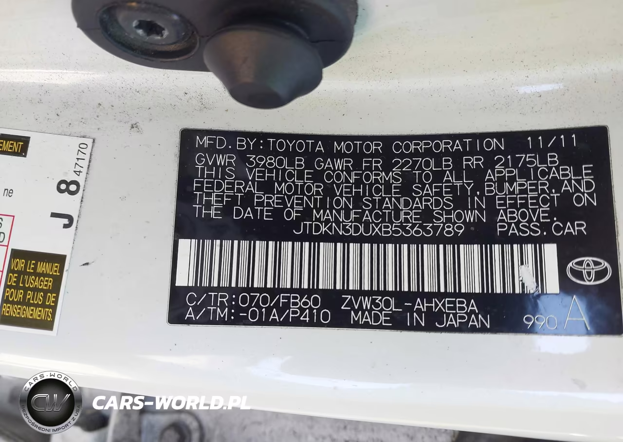 2011 Toyota Prius Two VIN:JTDKN3DUXB5363789 - 9