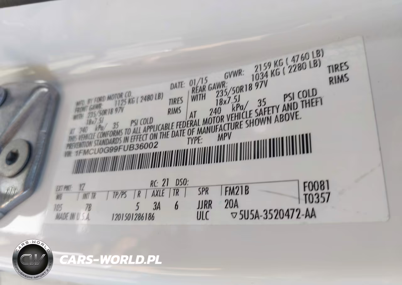 2015 Ford Escape Se VIN:1FMCU0G99FUB36002 - 9