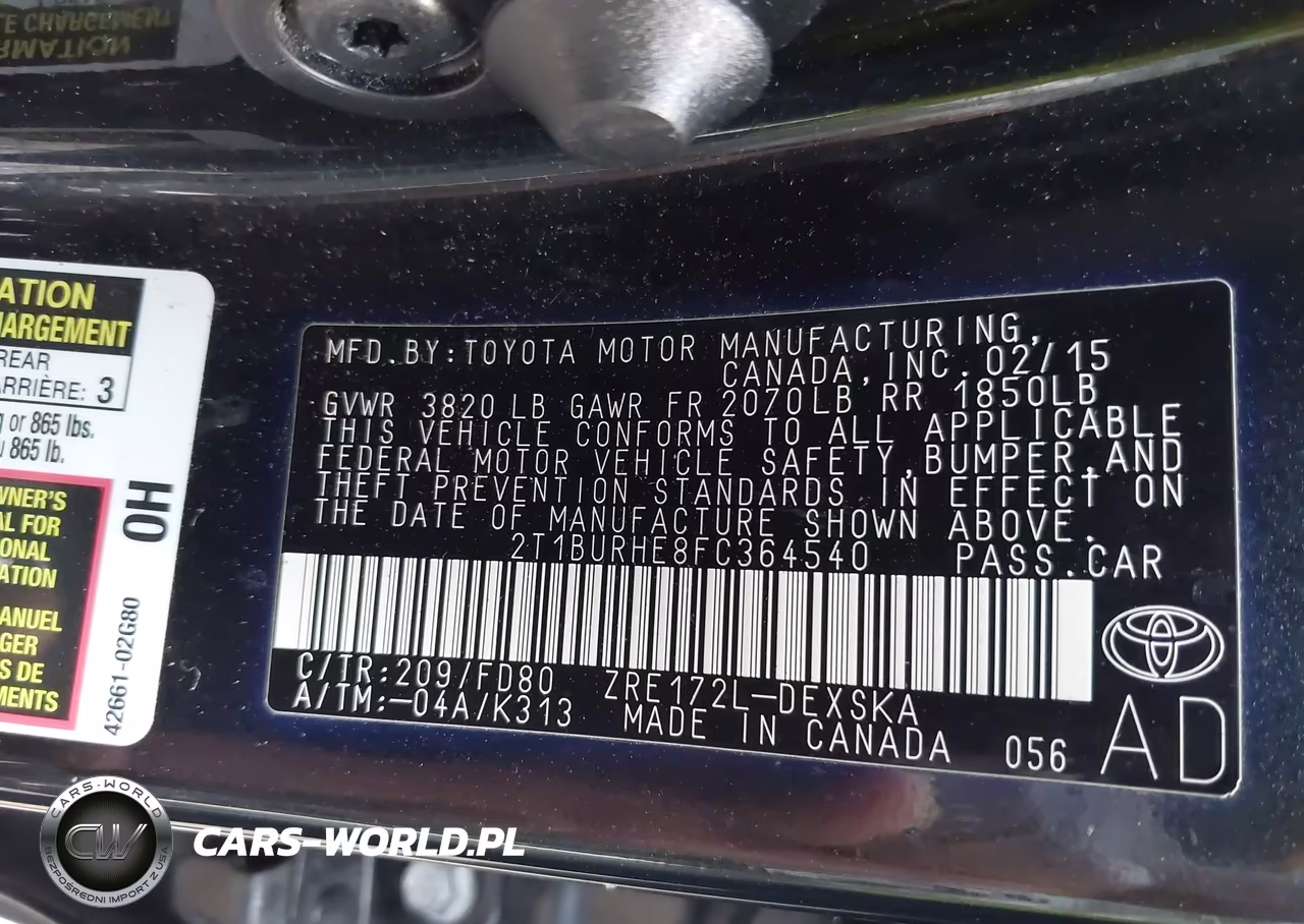 2015 Toyota Corolla S Plus VIN:2T1BURHE8FC364540 - 9