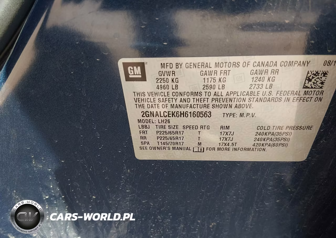 2017 Chevrolet Equinox Lt VIN:2GNALCEK6H6160563 - 9