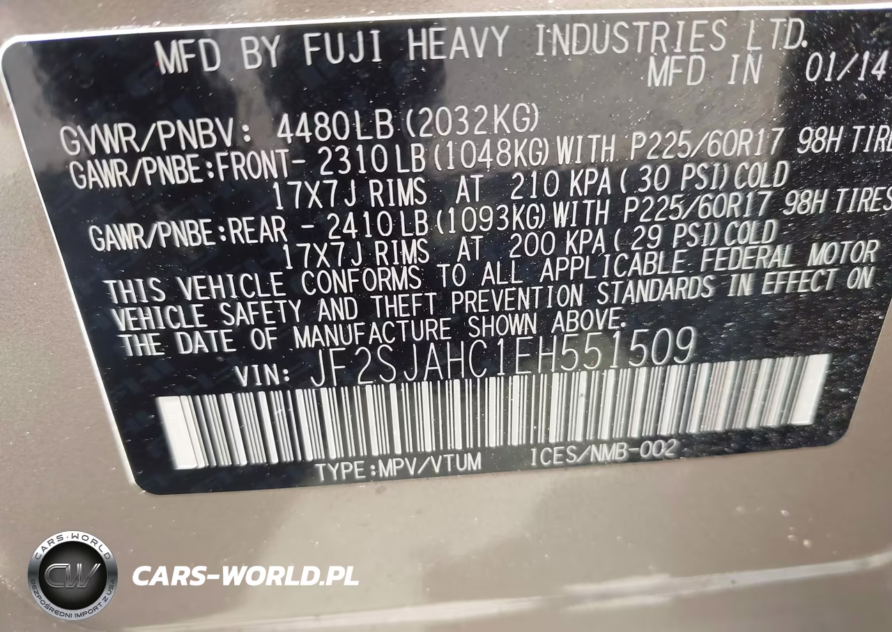 2014 Subaru Forester 2.5I Limited VIN:JF2SJAHC1EH551509 - 9