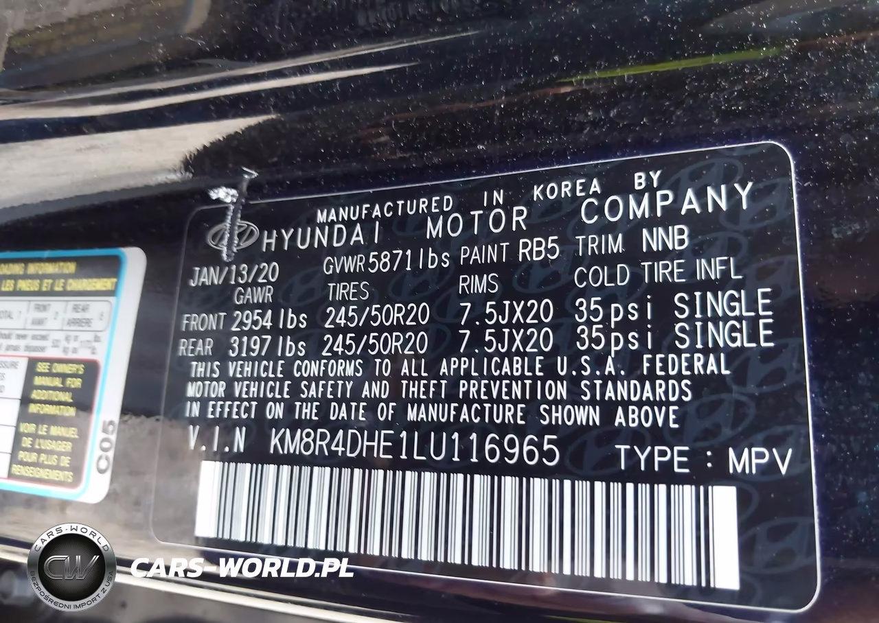 2020 Hyundai Palisade Sel VIN:KM8R4DHE1LU116965 - 9