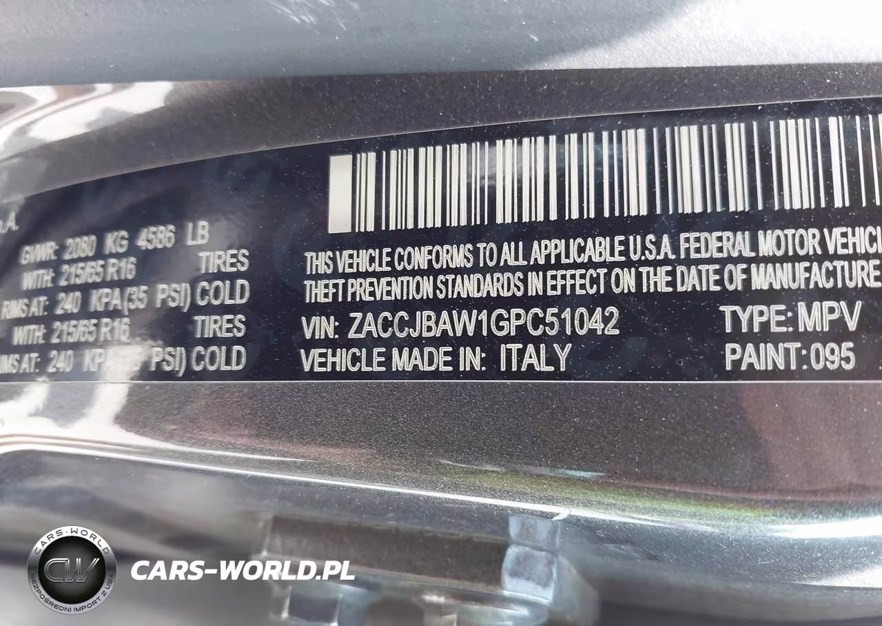 2016 Jeep Renegade Sport VIN:ZACCJBAW1GPC51042 - 9