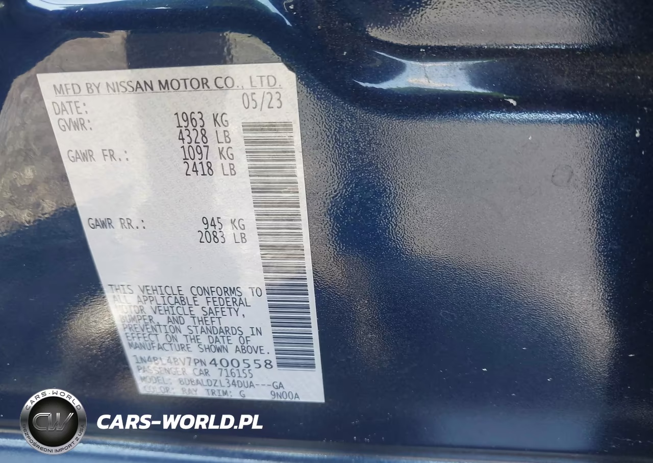 2023 Nissan Altima S Fwd VIN:1N4BL4BV7PN400558 - 9