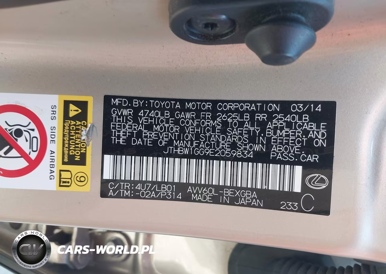 2014 Lexus Es 300H VIN:JTHBW1GG9E2059834 - 9