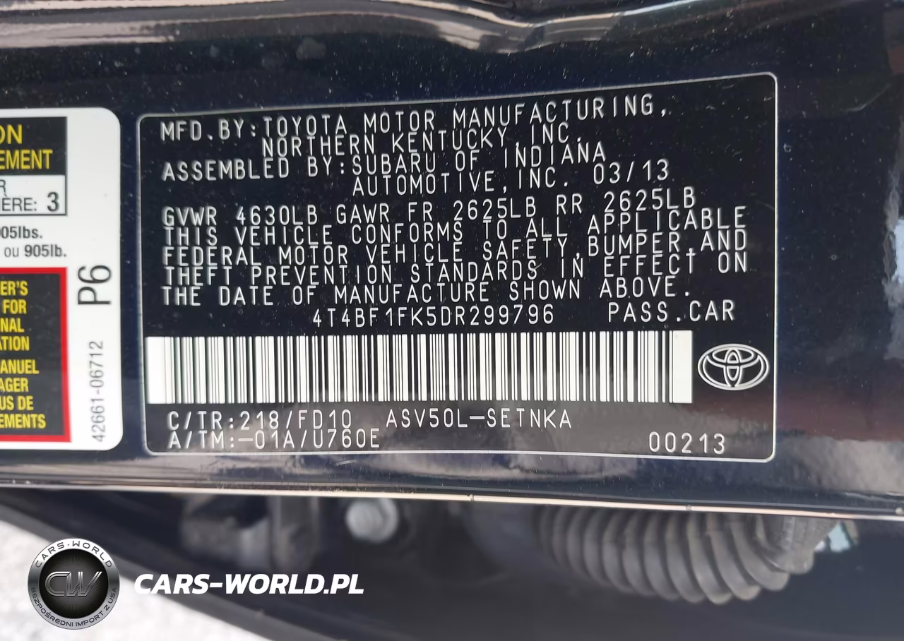 2013 Toyota Camry Le VIN:4T4BF1FK5DR299796 - 9