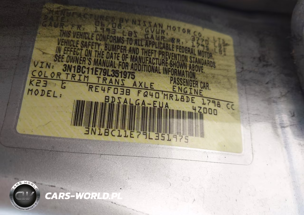 2009 Nissan Versa 1.8Sl VIN:3N1BC11E79L351975 - 9