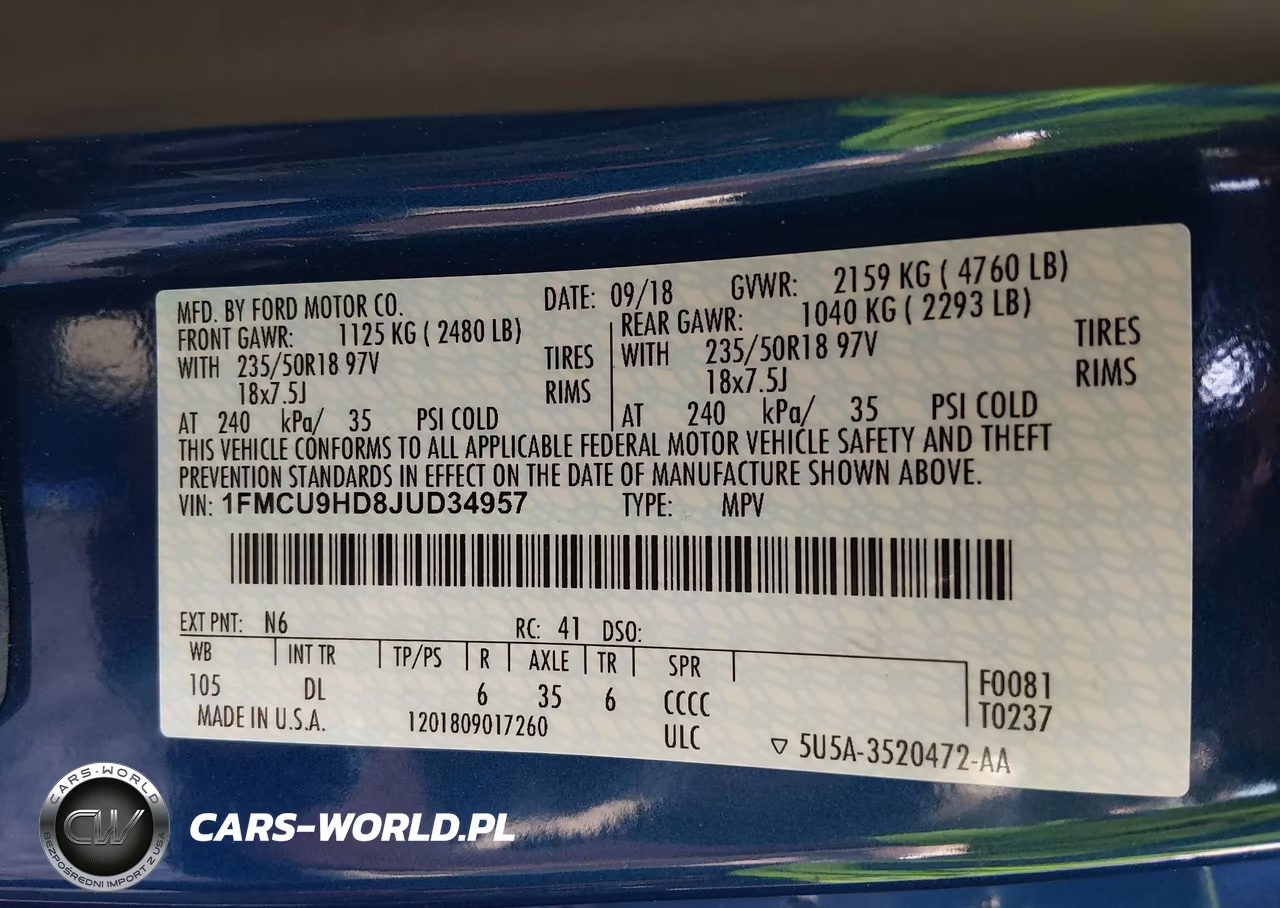 2018 Ford Escape Sel VIN:1FMCU9HD8JUD34957 - 9