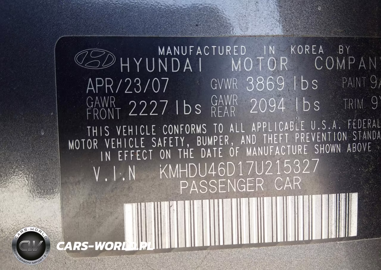 2007 Hyundai Elantra Gls-Ltd-Se VIN:KMHDU46D17U215327 - 9