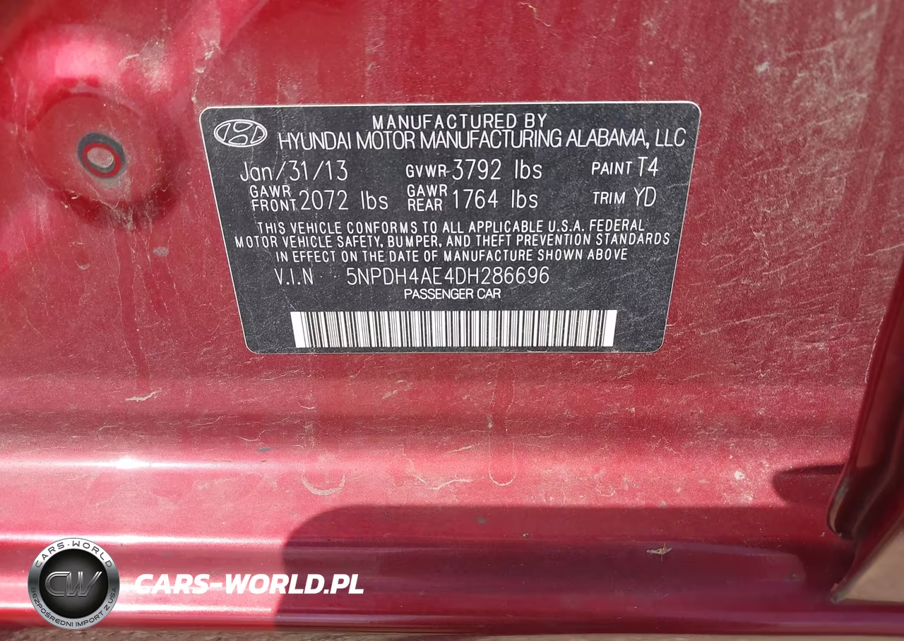 2013 Hyundai Elantra Limited VIN:5NPDH4AE4DH286696 - 9