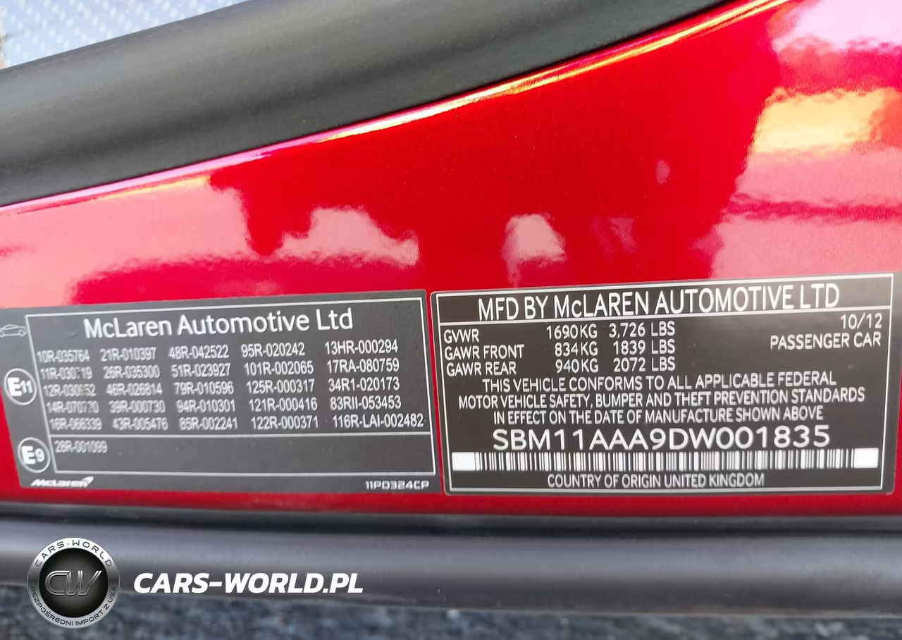 2013 Mclaren Mp4-12C VIN:SBM11AAA9DW001835 - 9