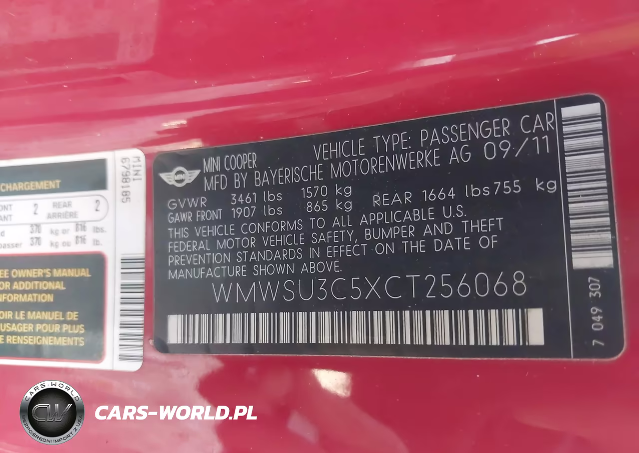 2012 Mini Cooper VIN:WMWSU3C5XCT256068 - 9