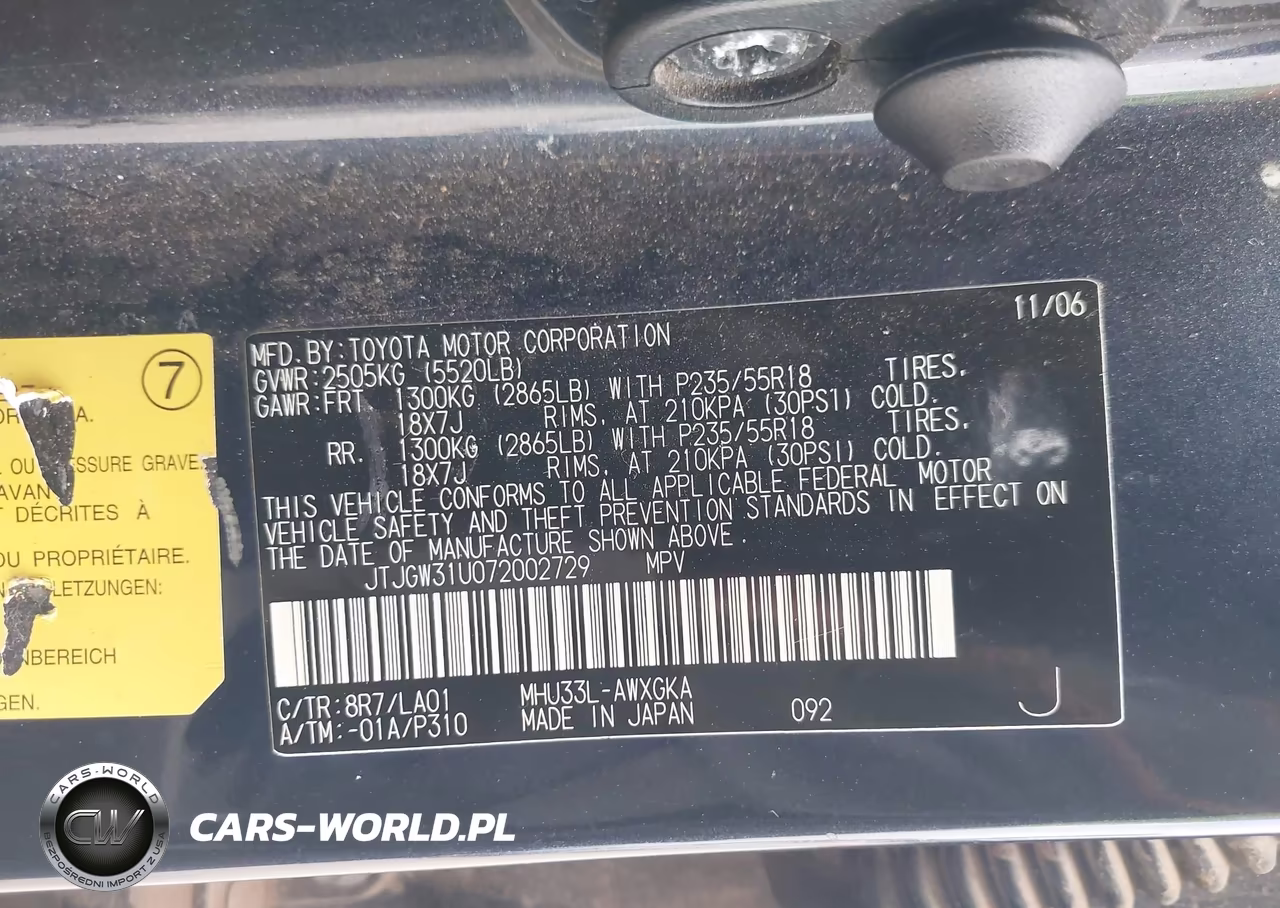 2007 Lexus Rx 400H VIN:JTJGW31U072002729 - 9