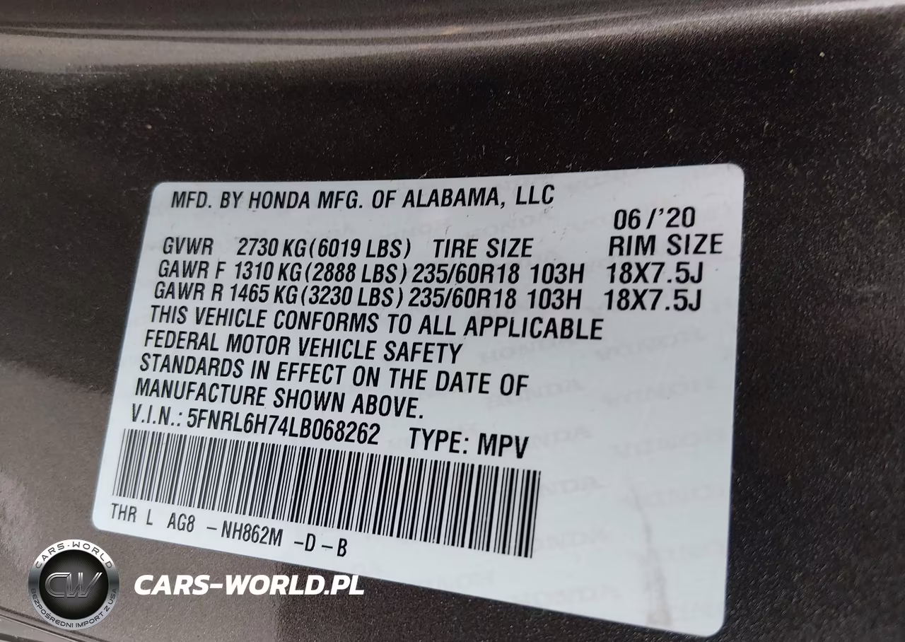 2020 Honda Odyssey Ex-L-Ex-L W-Navi Res VIN:5FNRL6H74LB068262 - 9
